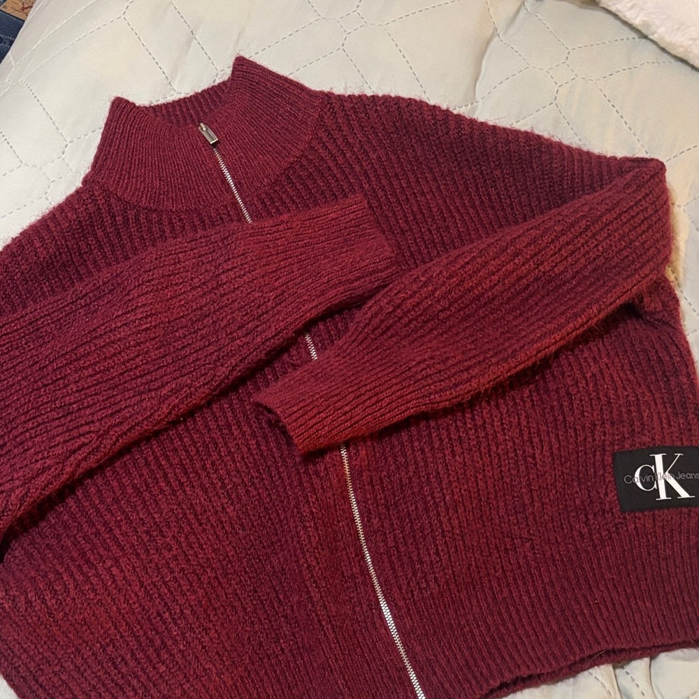Calvin Klein Deep Red Knit Cardigan